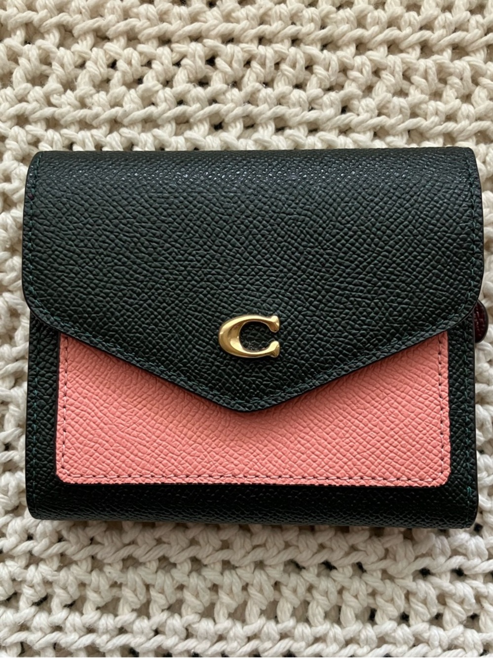 Coach Wyn Small Wallet in Colorblock, Amazon Green & Pink